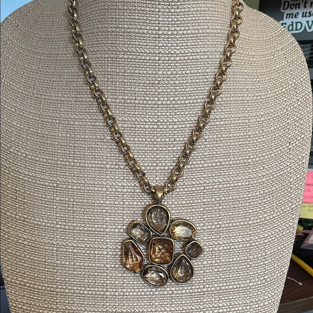Chico's Gold and Silver Cluster Pendant Necklace